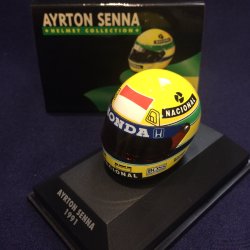 画像1: セカンドハンド品●PMA1/8スケール ミニチュアヘルメット RHEOS (A.セナ）1991