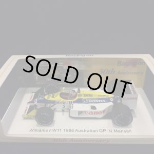 画像: セカンドハンド品●Racing on別注●SPARK 1/43 WILLIAMS HONDA FW11 AUSTRALIAN GP 1986(N.マンセル)#5
