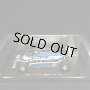 画像: セカンドハンド品●SPARK 1/43 LIGIER JS17 BELGIUM GP 1981 (J.P.JABOUILLE) #25