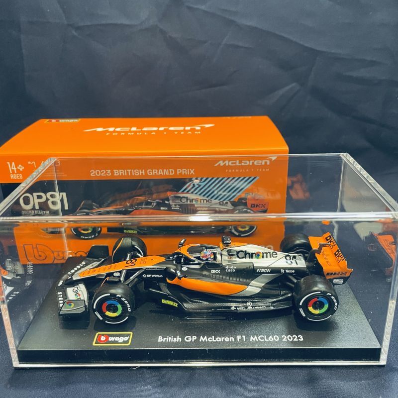 画像1: 新品正規入荷品●burago1/43 McLAREN MCL60 BRITISH GP 2023 (O.ピアストリ）#81 ※アクリルケース＆ドライバーフィギュア付