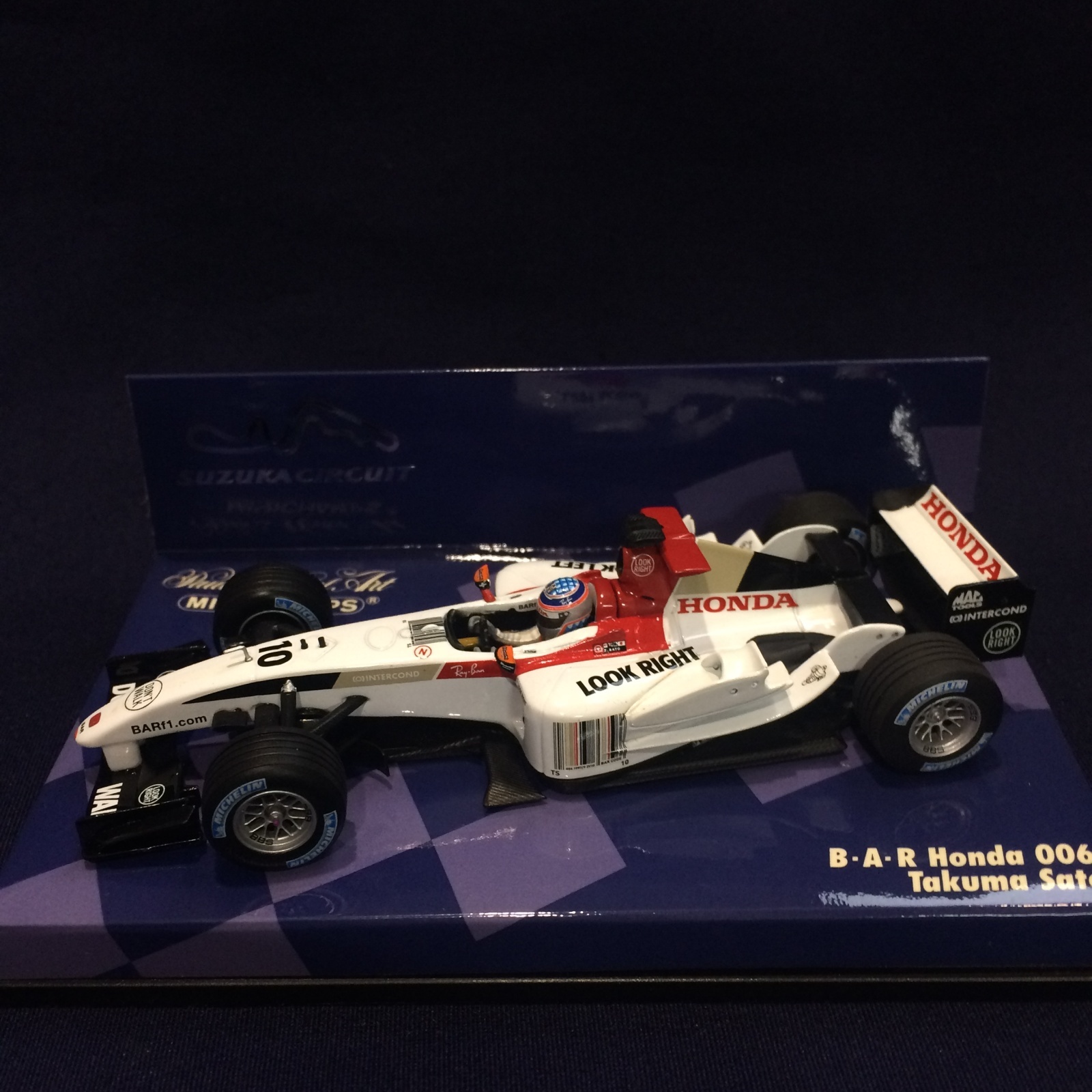 輝く高品質な BAR 鈴鹿別注青箱 セカンドハンド品○PMA1/43 HONDA (佐藤 006 ミニカー