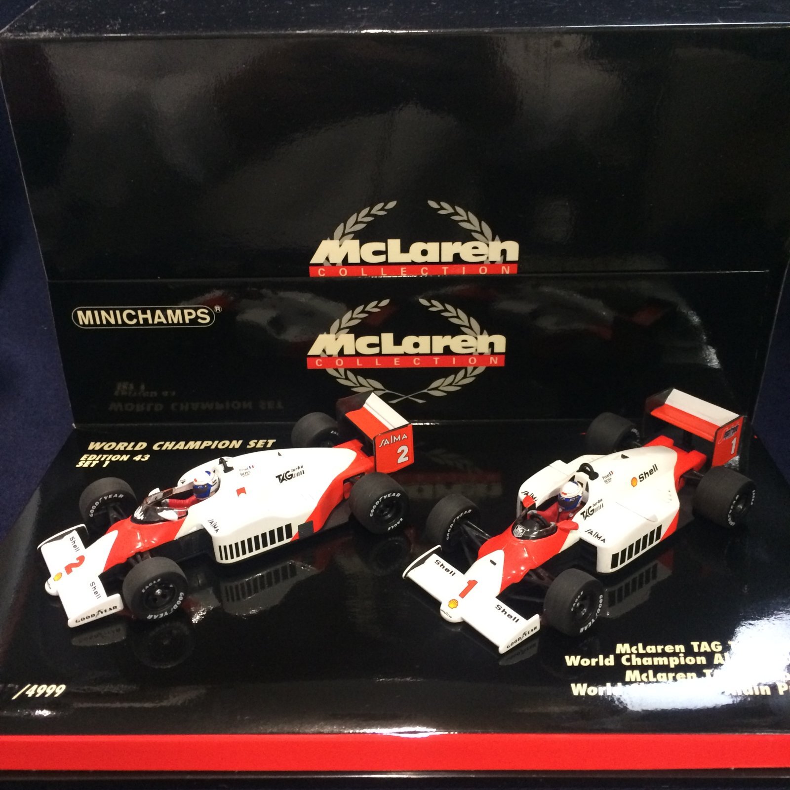 画像1: セカンドハンド品●HONDA F1別注●PMA1/43 WORLD CHAMPION SET McLAREN MP4/2B (1985) ＆ MP4/2C (1986) A.プロスト 2台セット 