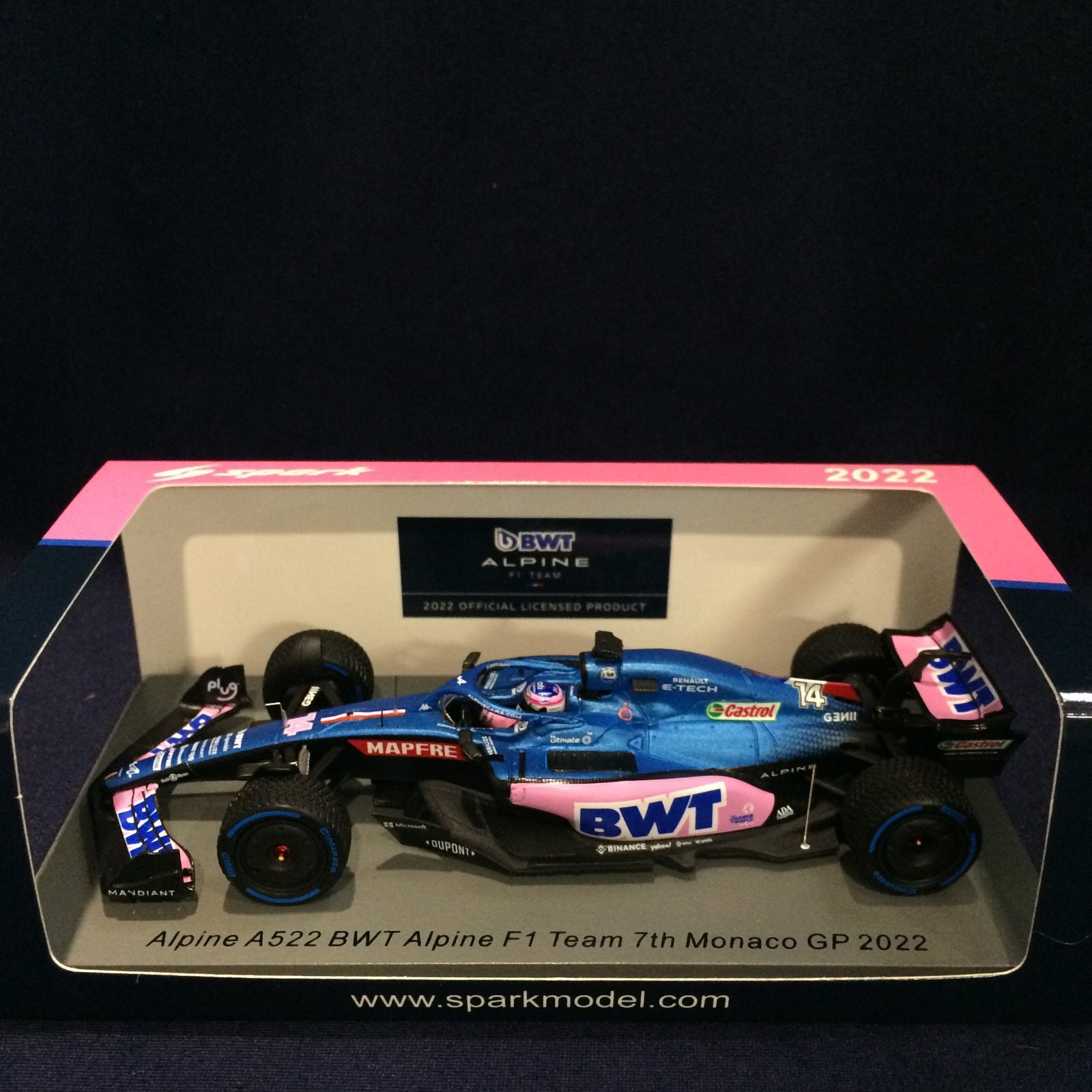 画像1: セカンドハンド品●SPARK1/43 ALPINE BWT A522 7th MONACO GP 2022 (F.アロンソ）#14
