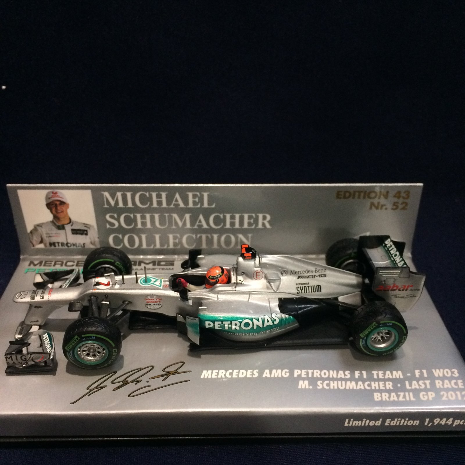 画像1: セカンドハンド品●PMA1/43 MERCEDES AMG PETRONAS W03 LAST RACE BRAZIL GP 2012（M.シューマッハ）#7