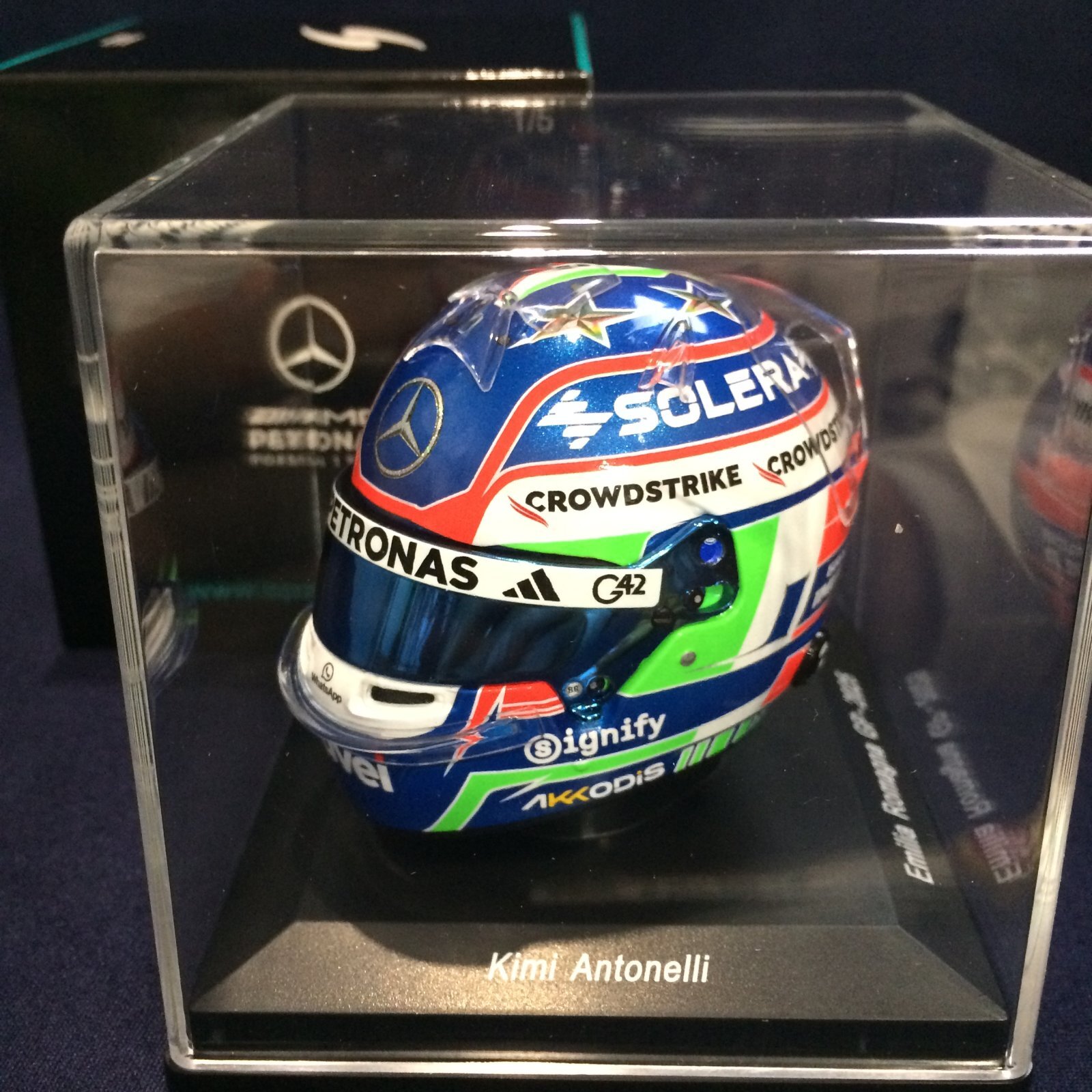 画像1: 新品正規入荷品●SPARK1/5 MERCEDES EMILIA ROMAGNA GP 2025 (K.アントネッリ）ミニヘルメット