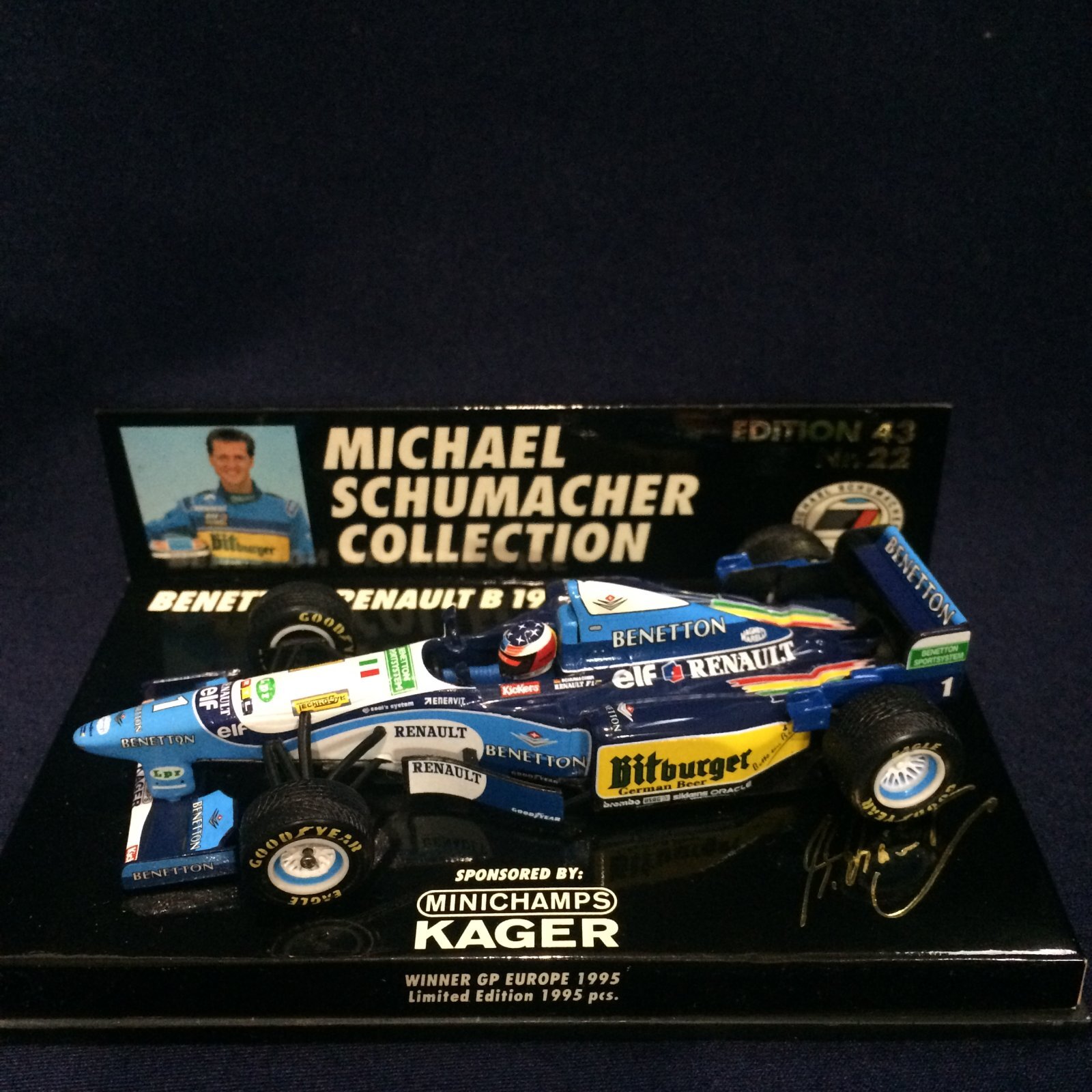 画像1: セカンドハンド品●PMA1/43 BENETTON RENAULT B195 WINNER EUROPE GP 1995 (M.シューマッハ）#1 Nr22