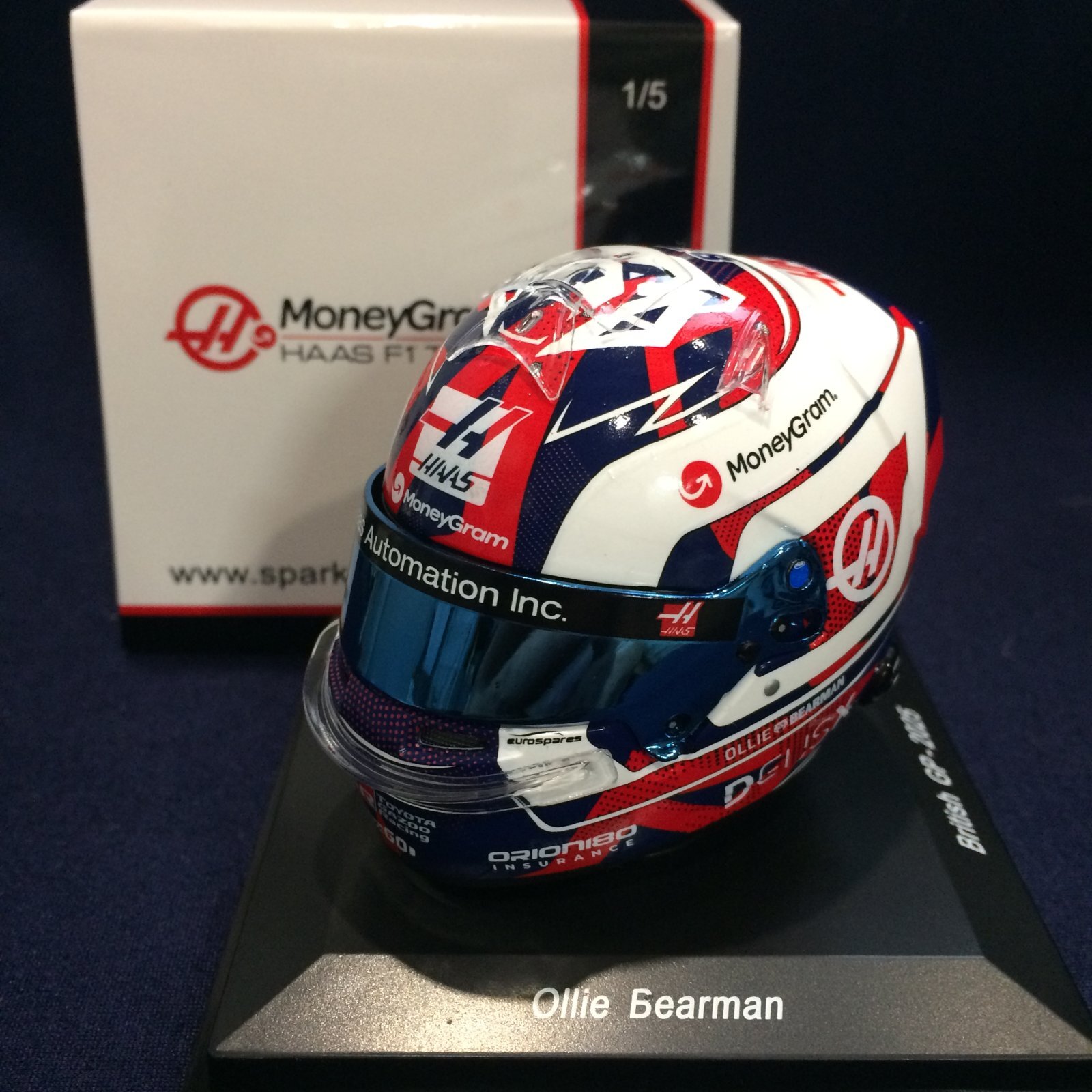 画像1: 新品正規入荷品●SPARK1/5 HAAS BRITISH GP 2025 (O.ベアマン）ミニヘルメット